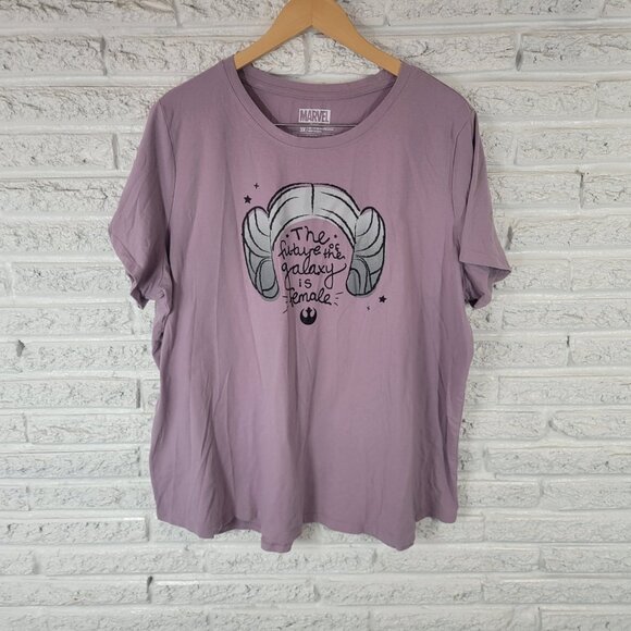 Marvel Womens Top 3X Plus Tee Leia Graphic Future of Galaxy is Female NOV178E - Picture 1 of 8